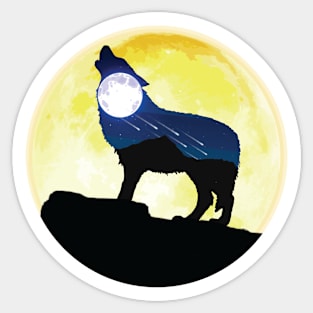 Beauty Animal Moon Wolf Sticker